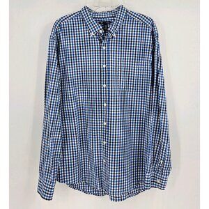 Gap Slim Fit Men Sz XXL Button Down Shirt Long Sleeve Lf Chest Pocket Blue Plaid